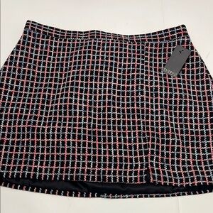 Eloquii Black, Pinkish-Red & Blue Plaid Skirt - Size 16